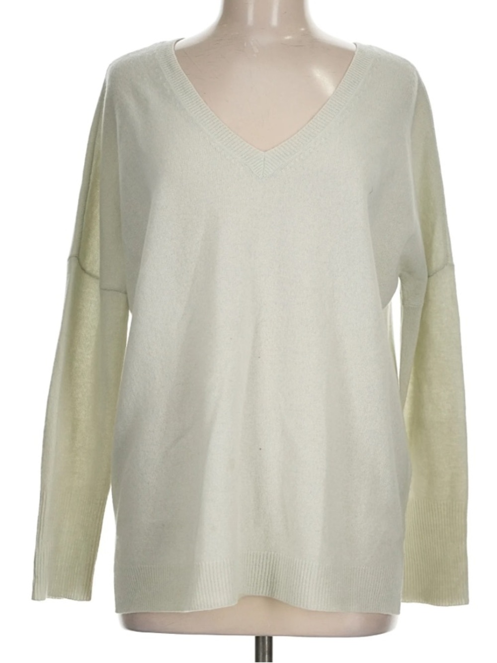 Max Studio Cashmere 2-Ply Light Seafoam Green V-Neck Oversized Sweater medium